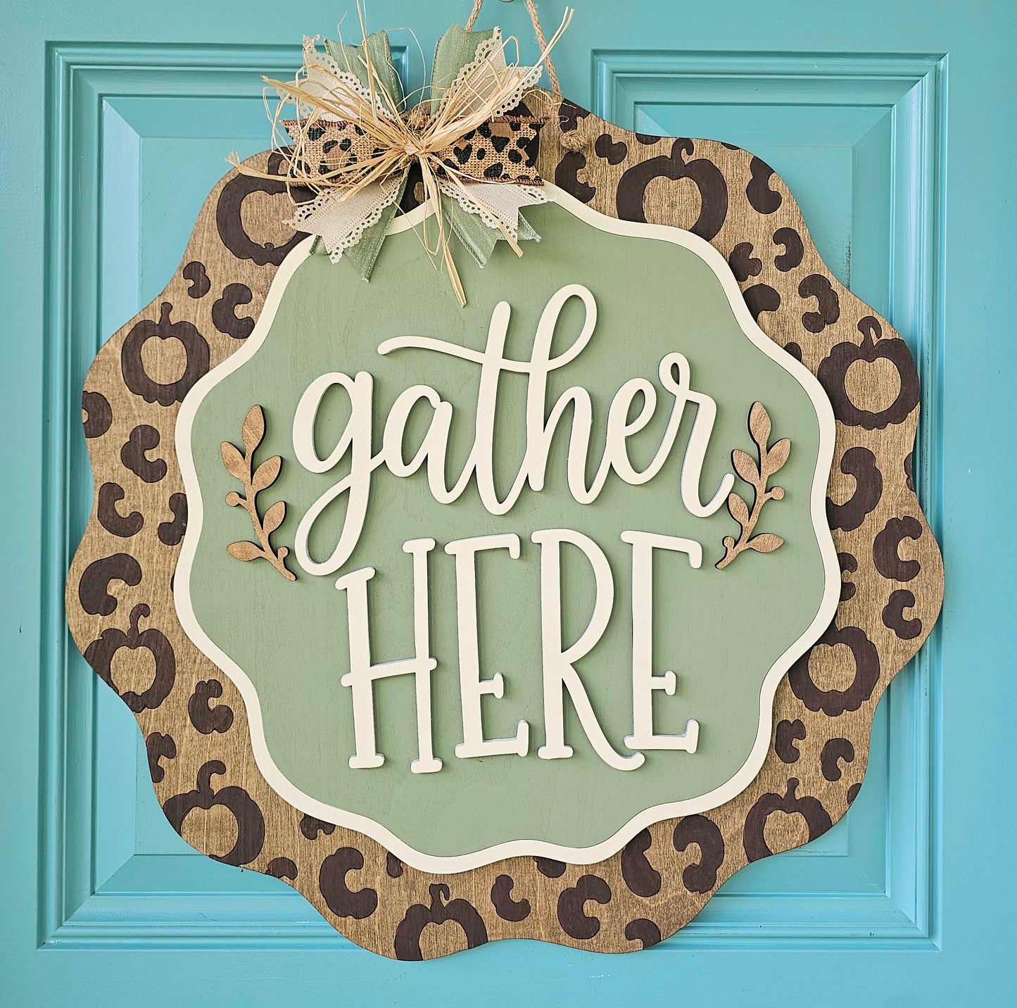 Gather Here Fall Leopard Door Hanger