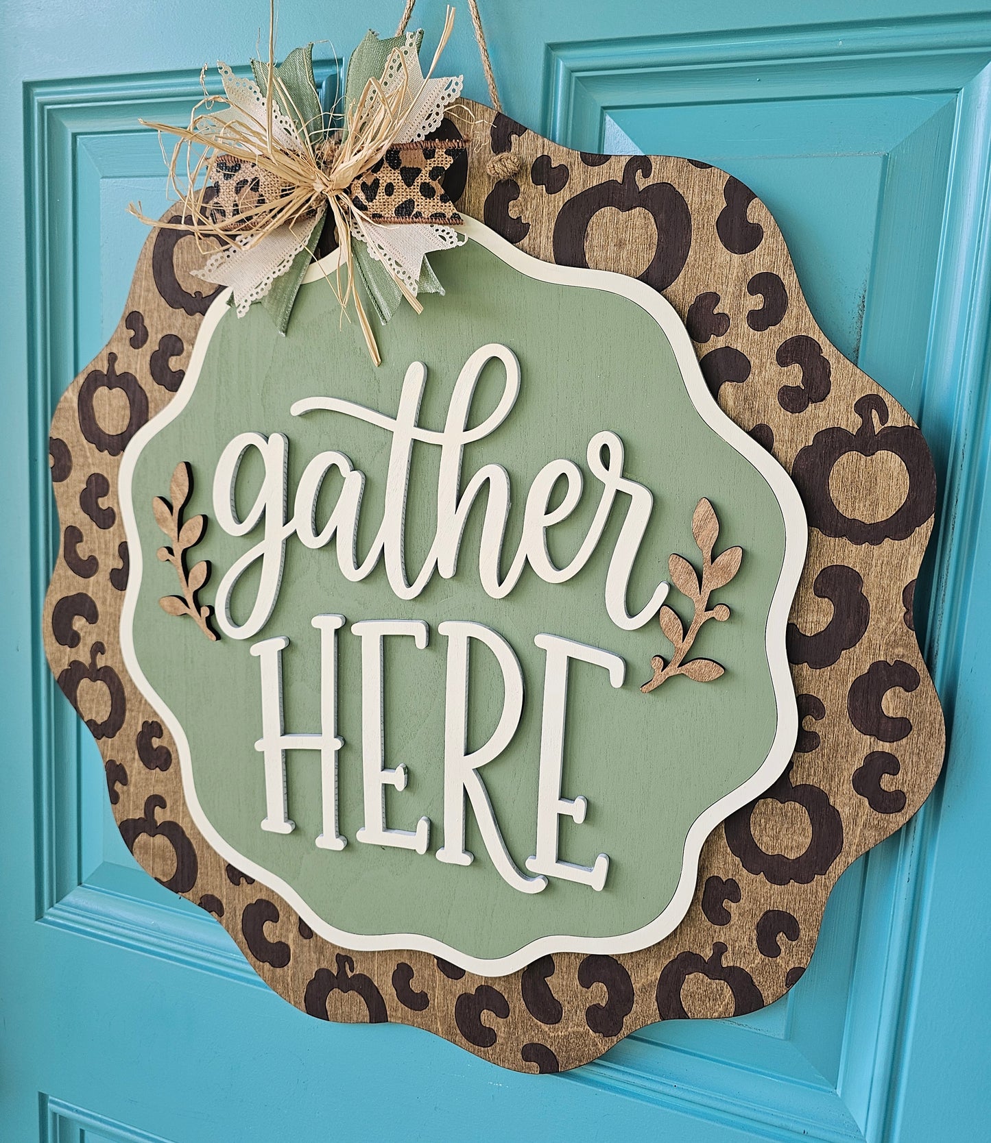 Gather Here Fall Leopard Door Hanger