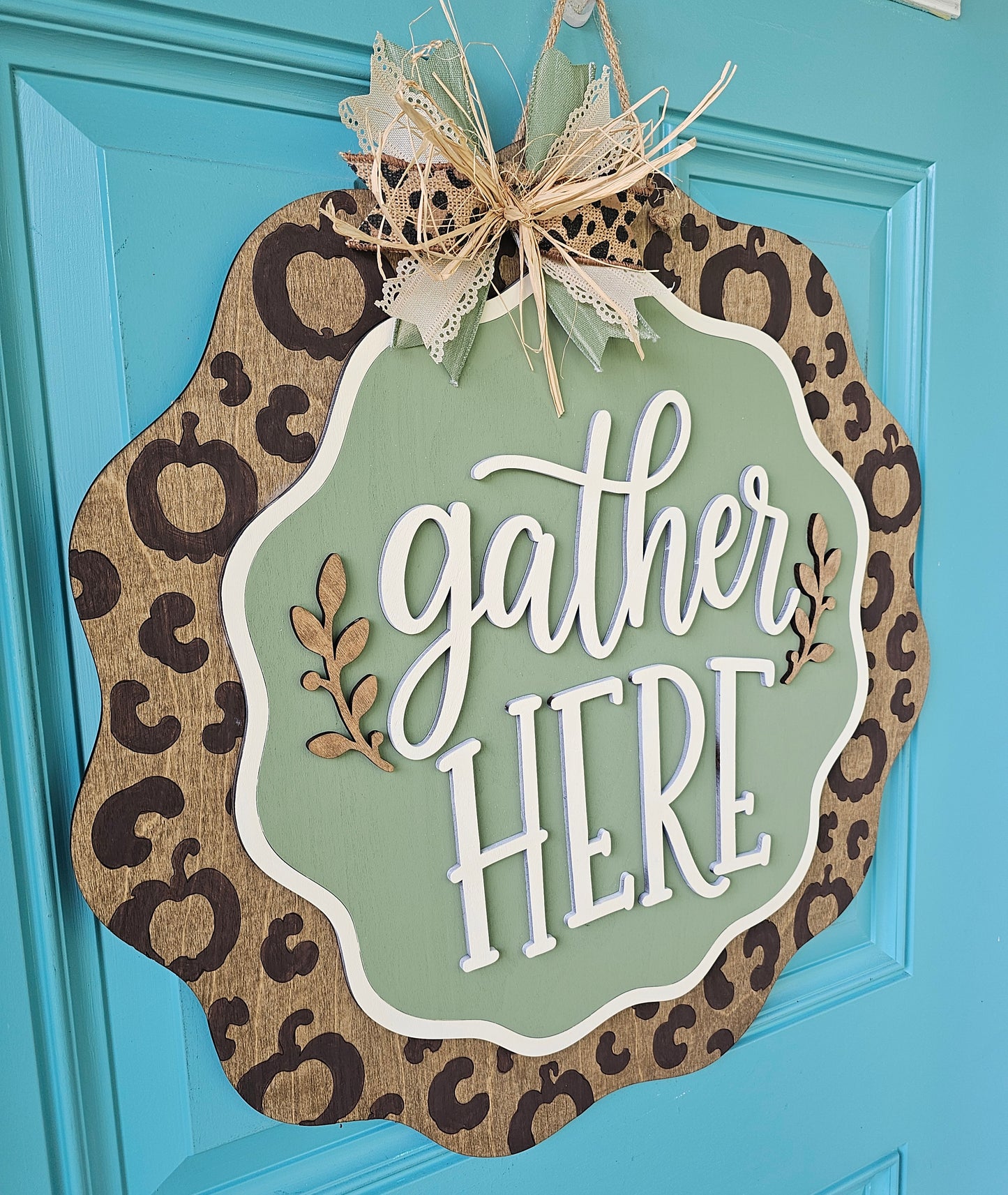 Gather Here Fall Leopard Door Hanger