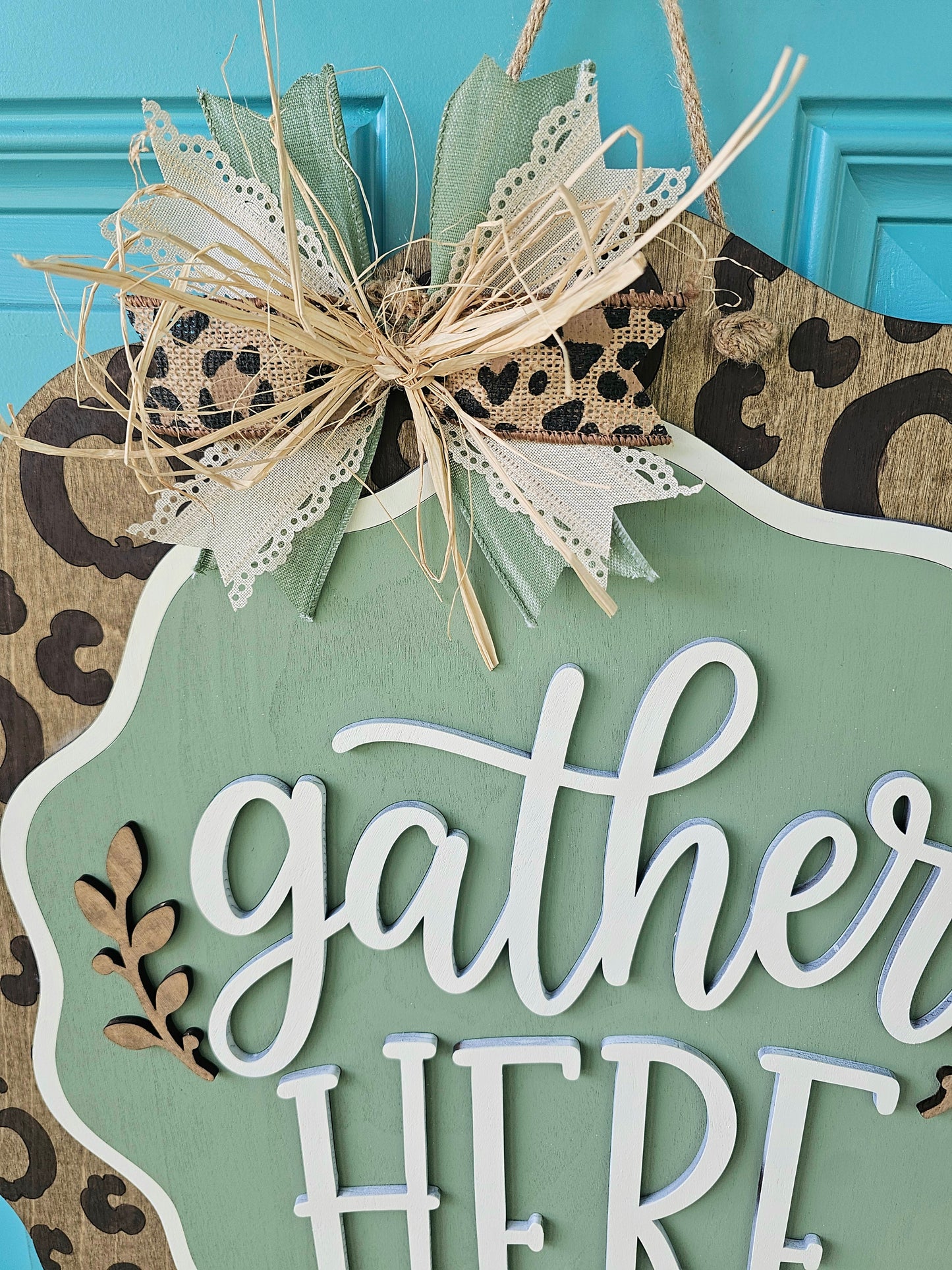Gather Here Fall Leopard Door Hanger