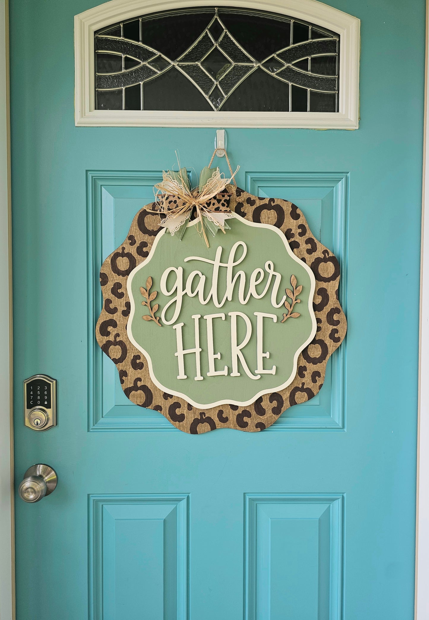 Gather Here Fall Leopard Door Hanger