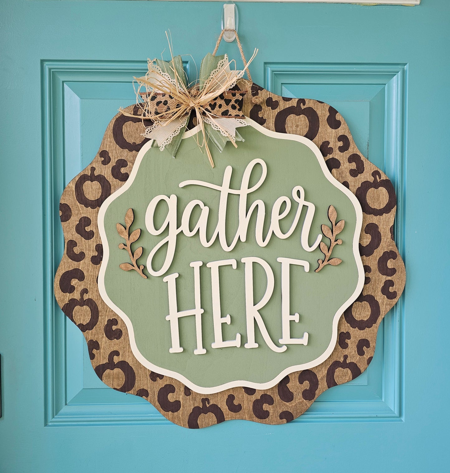 Gather Here Fall Leopard Door Hanger