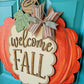 Welcome Fall Scalloped Pumpkin Door Hanger