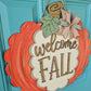 Welcome Fall Scalloped Pumpkin Door Hanger