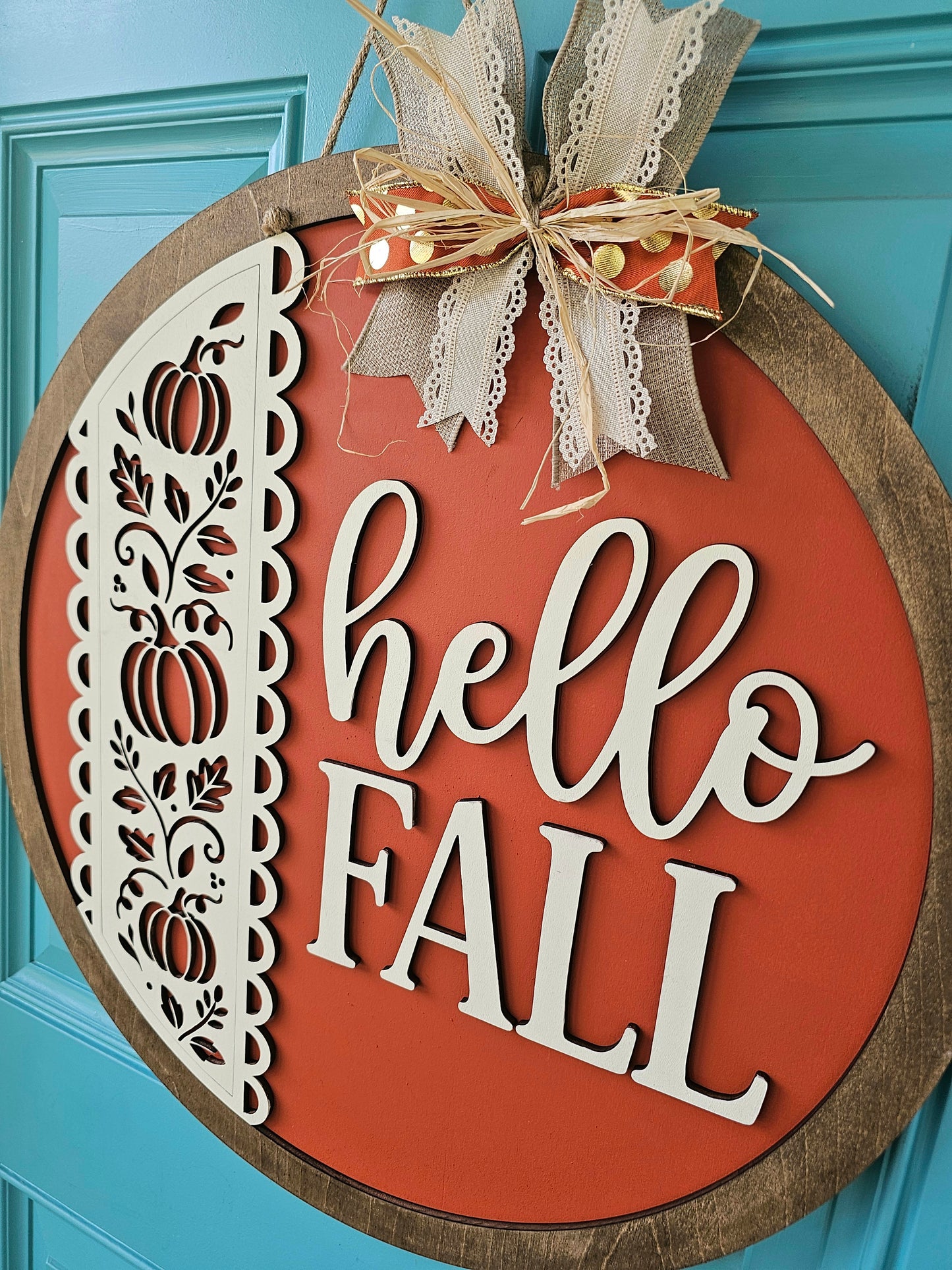 Hello Fall Lace Door Hanger