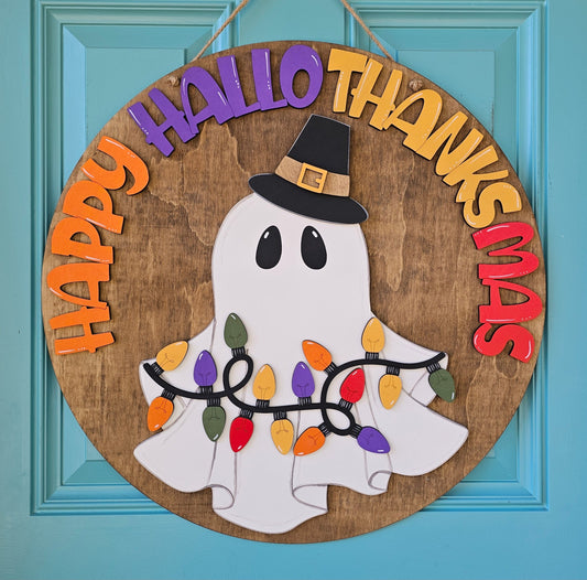 Happy Hallothanksmas Door Hanger