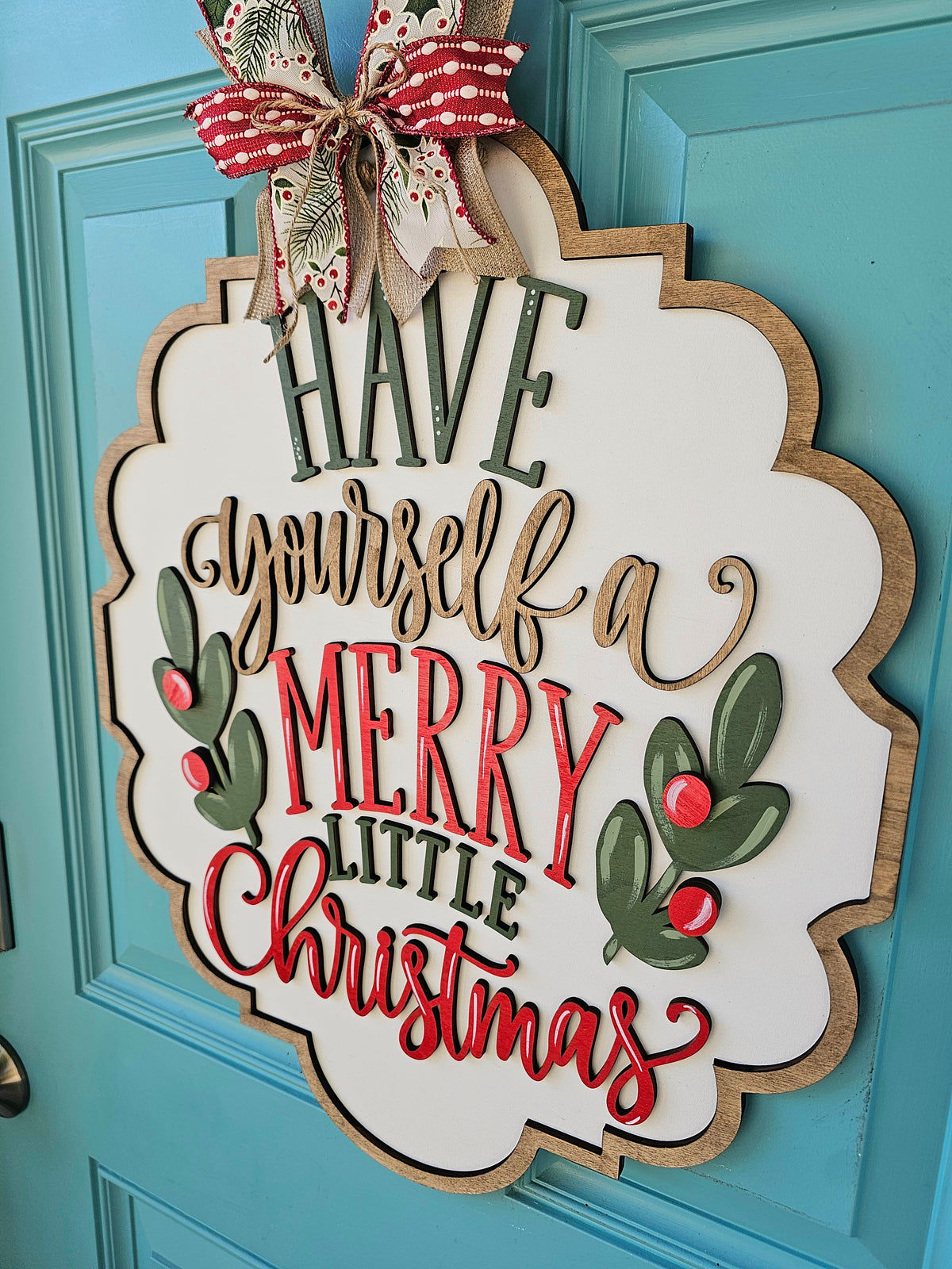 Merry Little Christmas Plaque Door Hanger