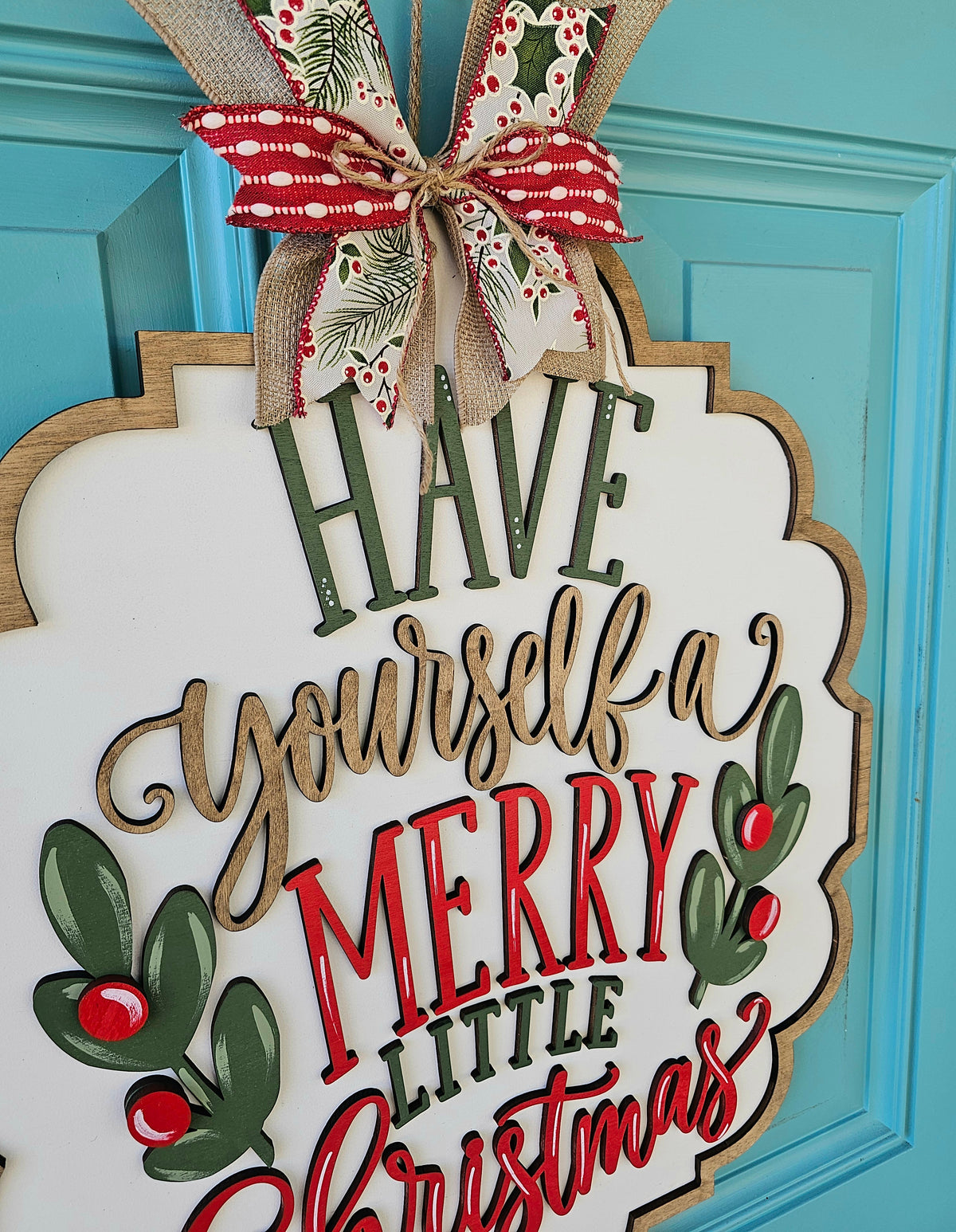 Merry Little Christmas Plaque Door Hanger