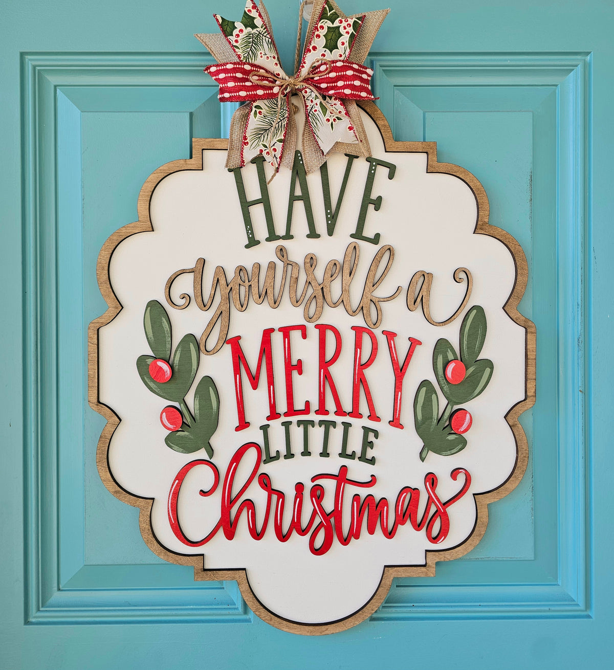Merry Little Christmas Plaque Door Hanger