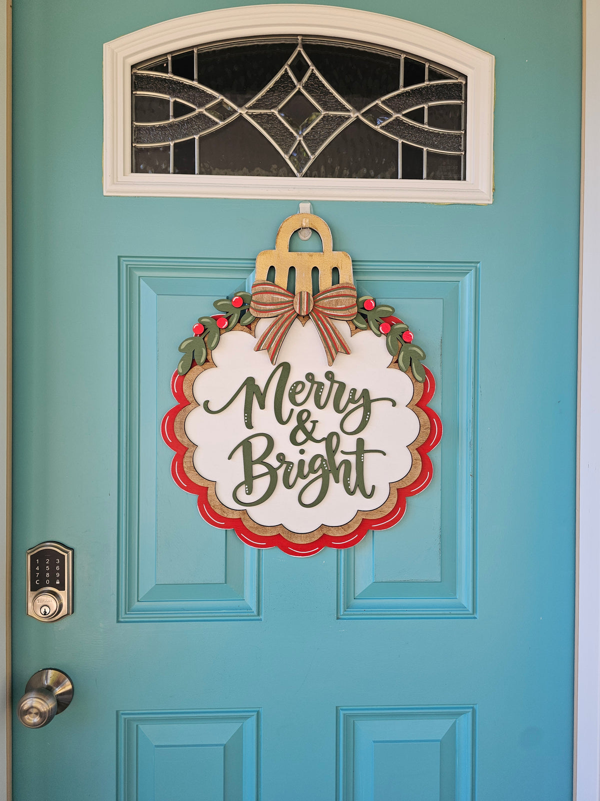 Merry & Bright Scalloped Ornament Door Hanger