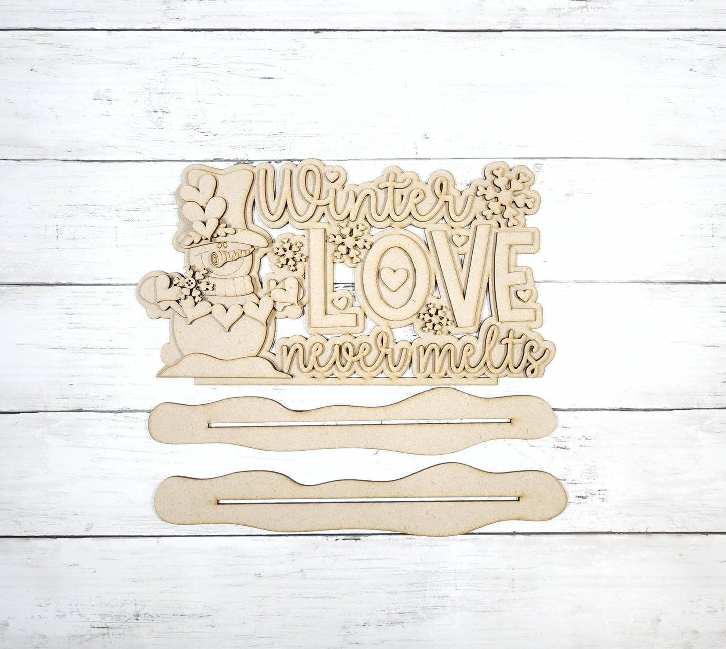 Winter Love Never Melts Standing Sign