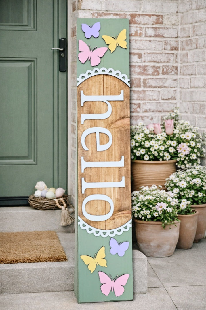 Hello Butterfly Porch Leaner