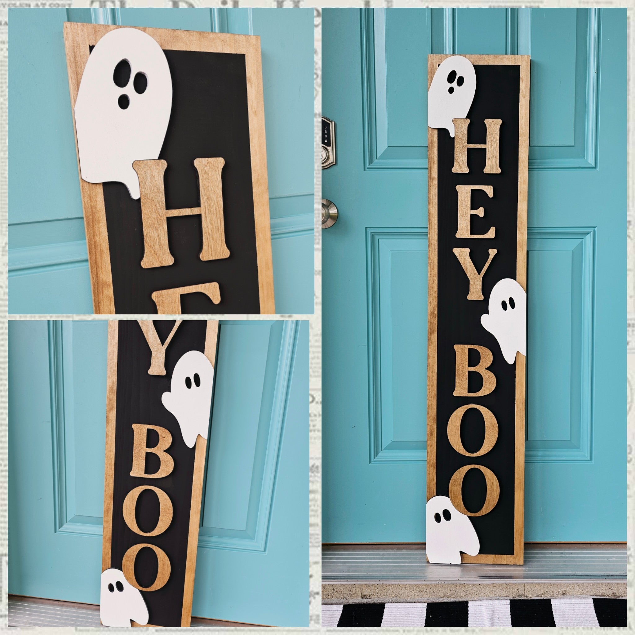 Hey Boo Halloween Porch Leaner – Teal Moon Creations
