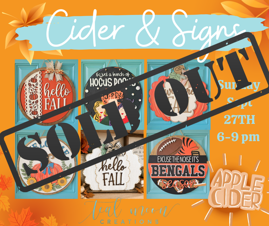 Annual Cider & Signs Paint Night! SUN Sept 27th