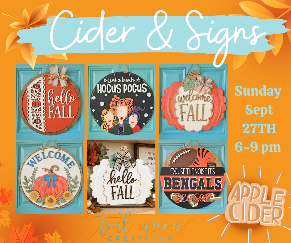 Annual Cider & Signs Paint Night! SUN Sept 27th