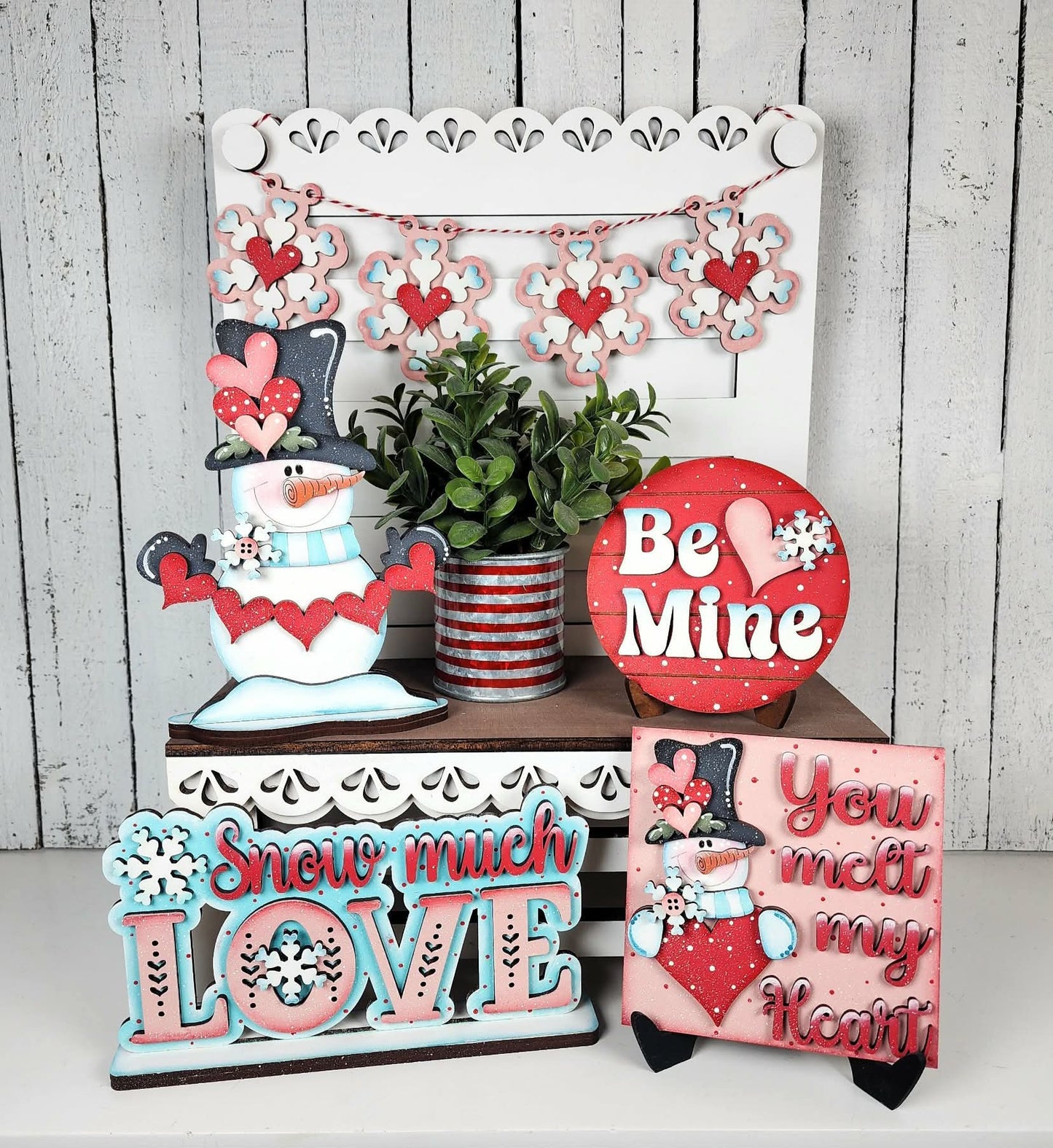 Valentine Snowman Tiered Tray Set
