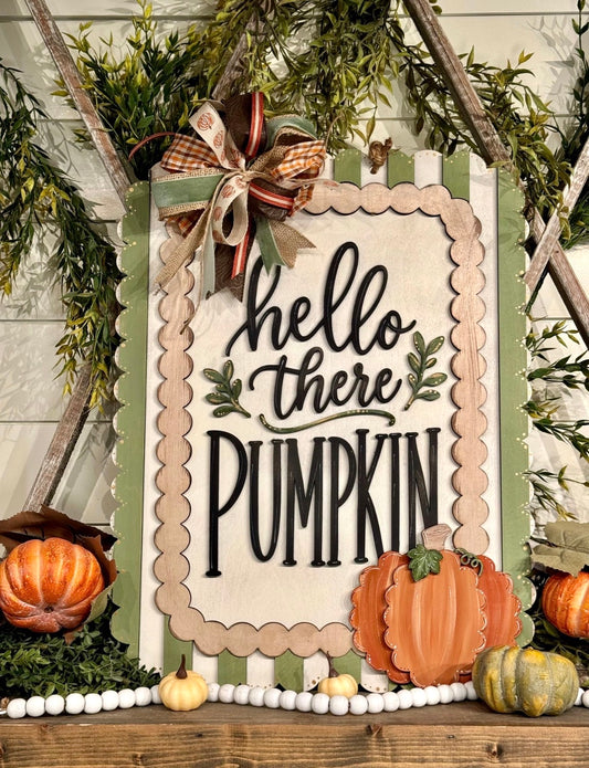 Hello There Pumpkin Scalloped Rectangle Door Hanger-wholesale