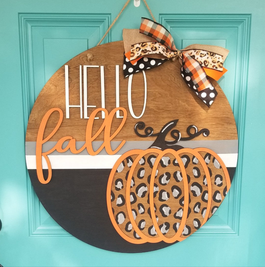 Fall Leopard Door Hanger