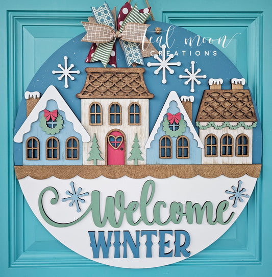 Welcome Winter Village Door Hanger