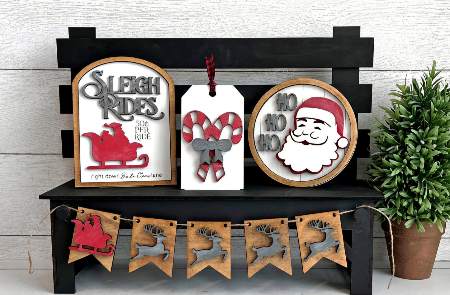 Sleigh Ride Santa Bench Inserts