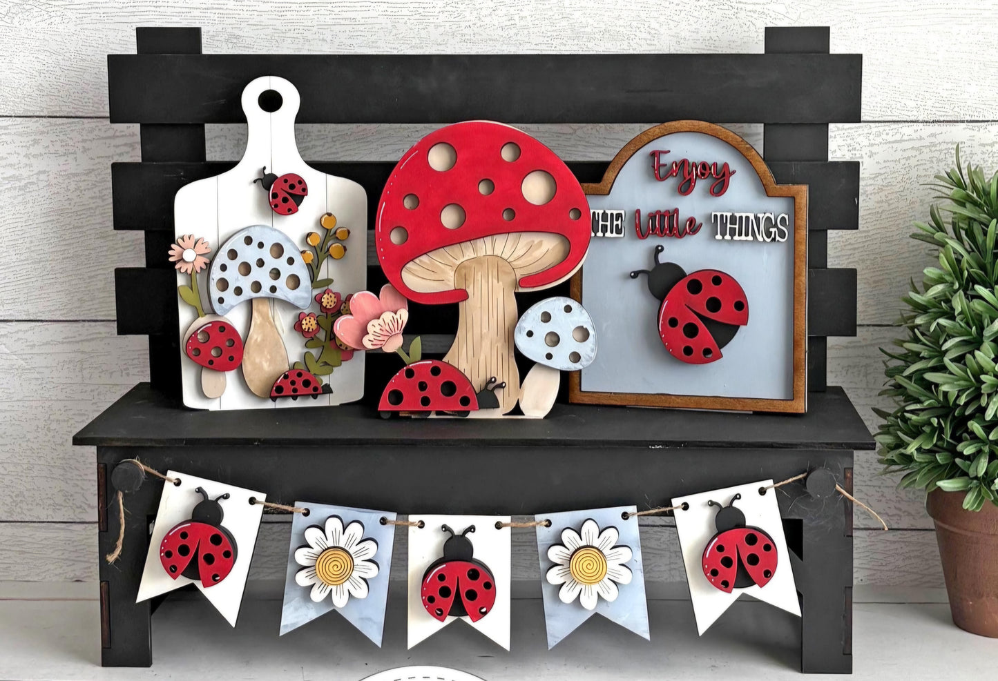 Ladybug & Mushroom Bench Inserts