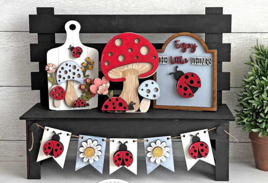 Ladybug & Mushroom Bench Inserts