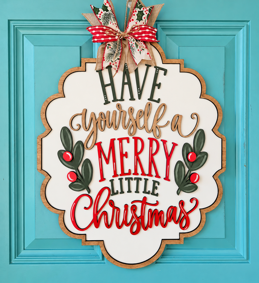 Merry Little Christmas Plaque Door Hanger