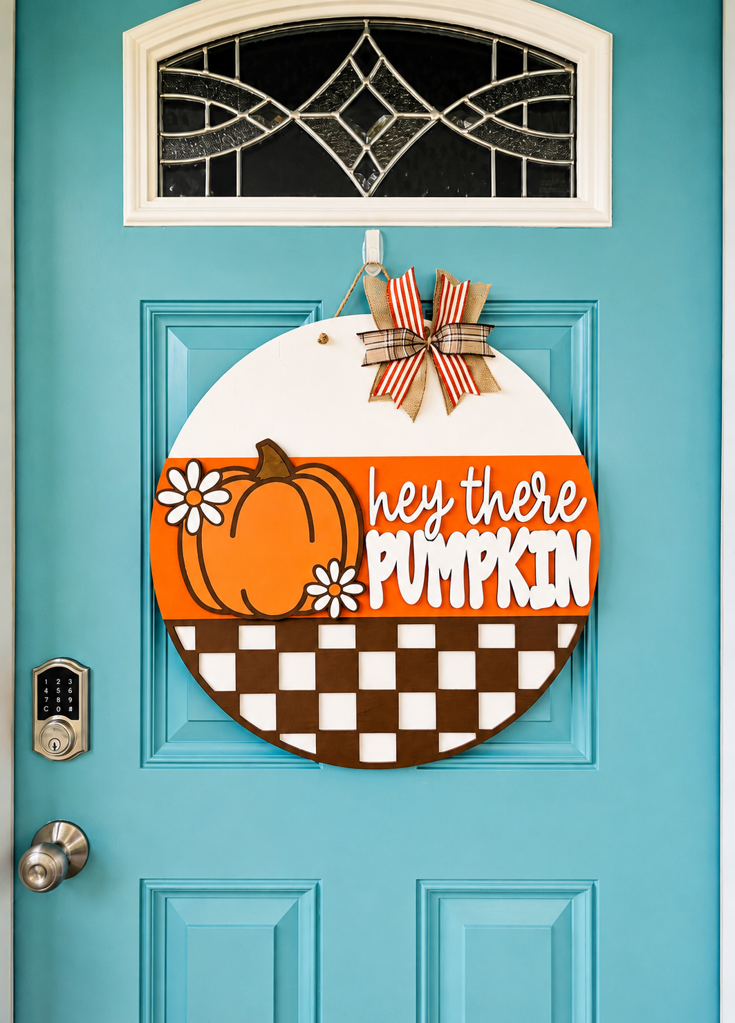 Fall Checkered Pumpkin Door Hanger