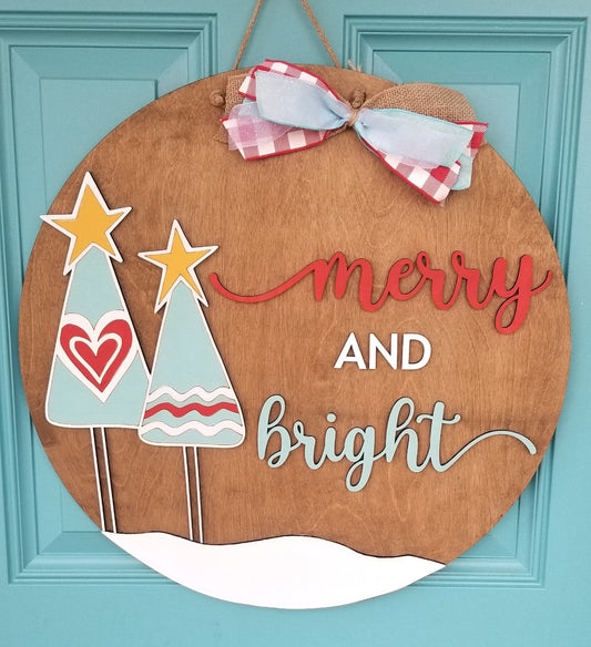 Merry & Bright Door Hanger- wholesale