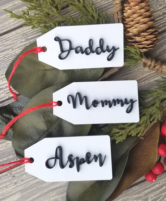 Solid Black & White Stocking Tags