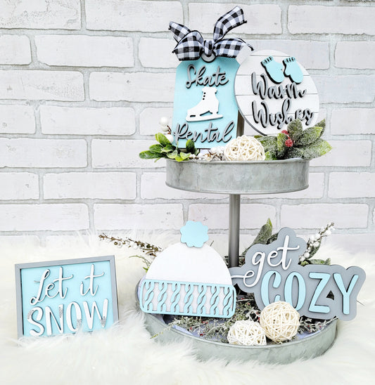 Get Cozy Winter Tiered Tray Set- wholesale