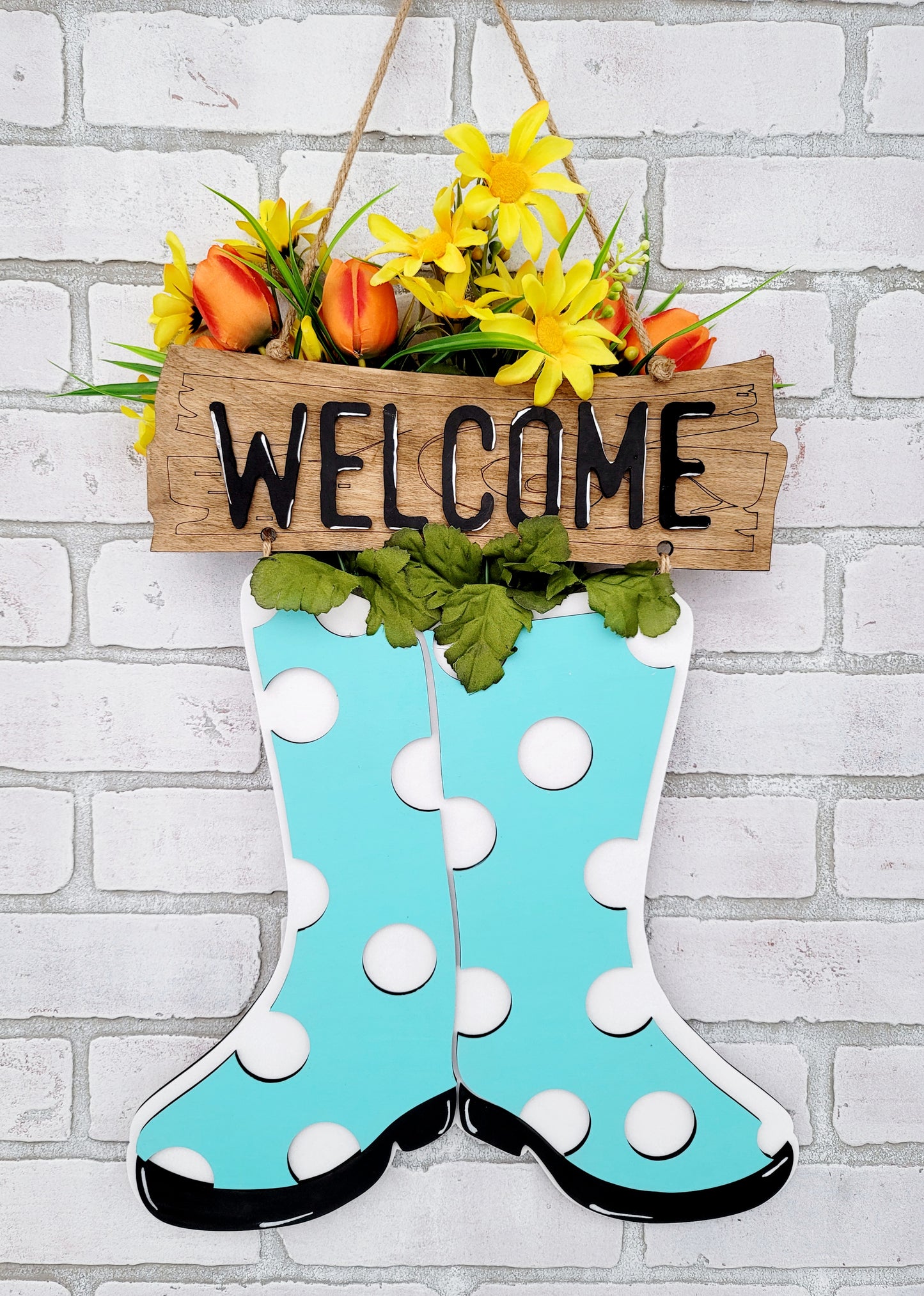 Welcome Rain Boots Door Hanger