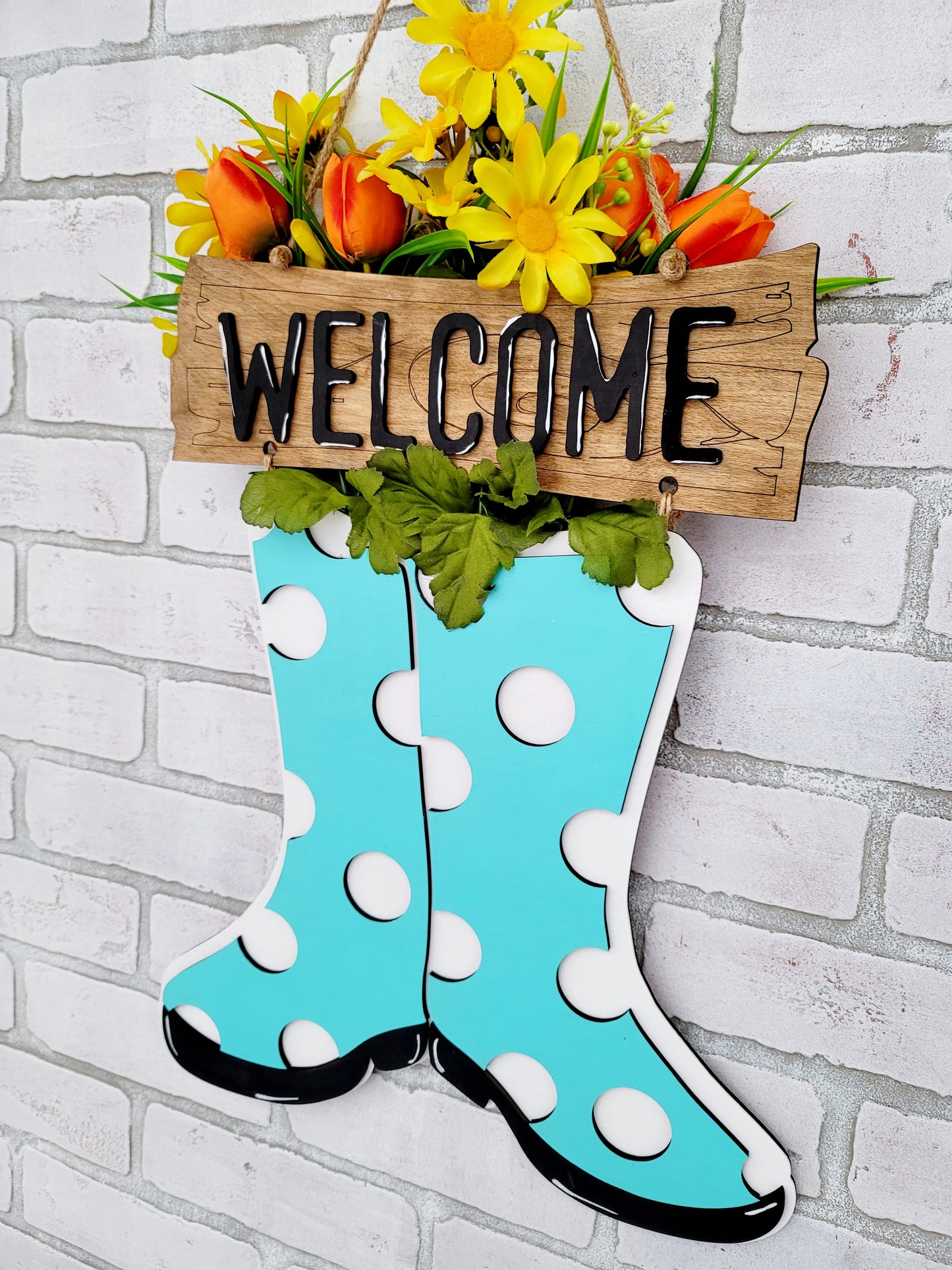 Welcome Rain Boots Door Hanger