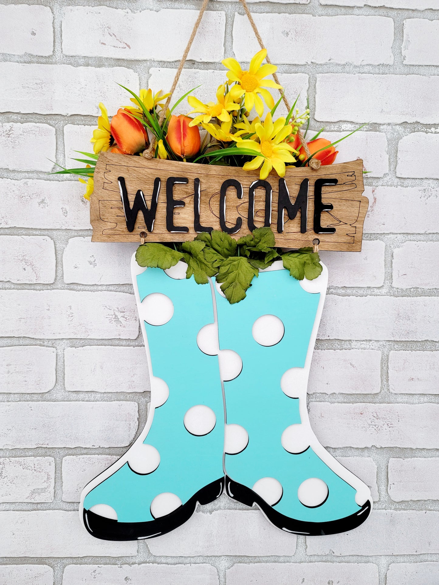 Welcome Rain Boots Door Hanger