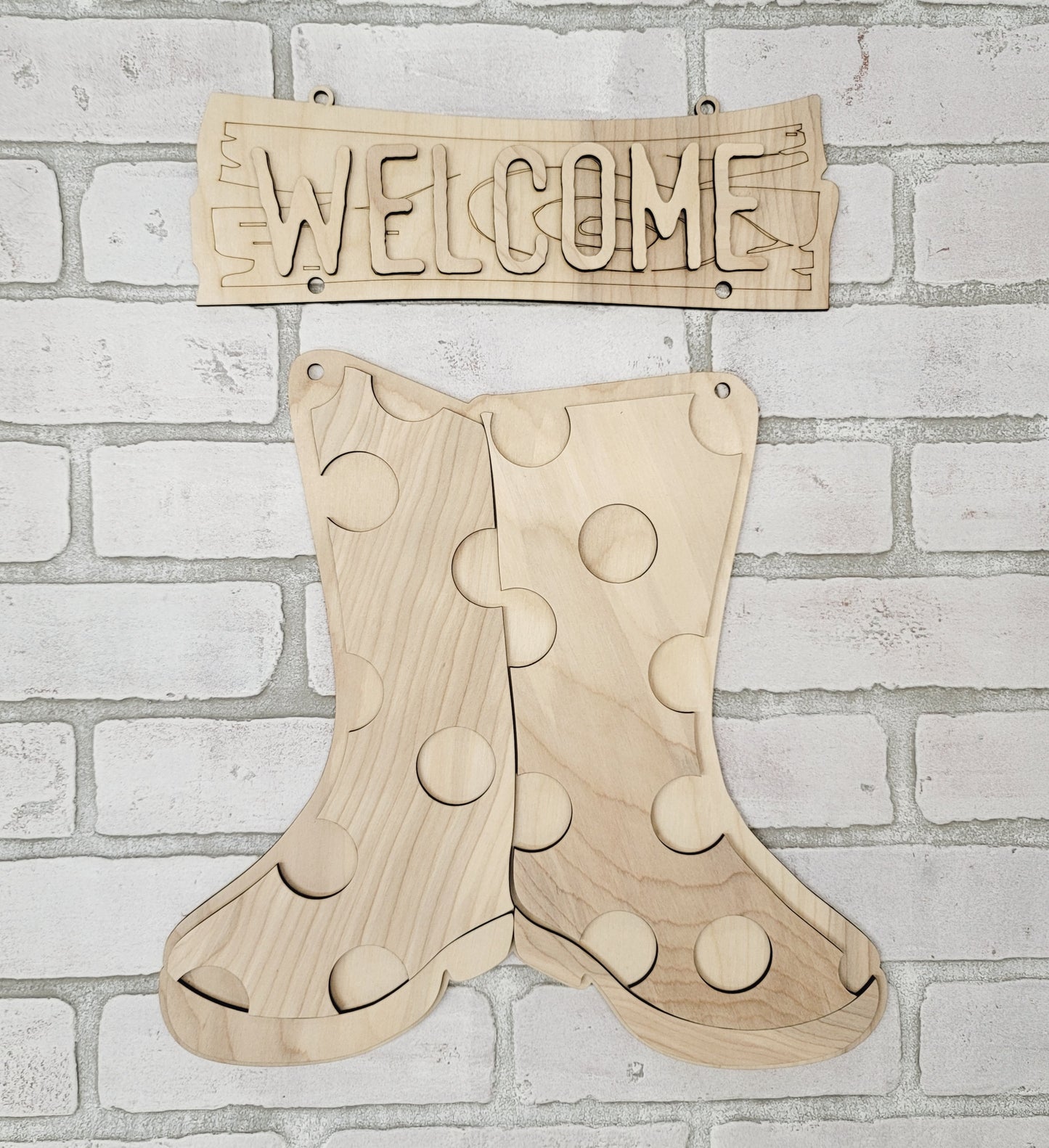 Welcome Rain Boots Door Hanger