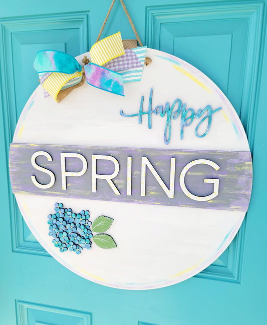 Happy Spring Hydrangea Door Hanger