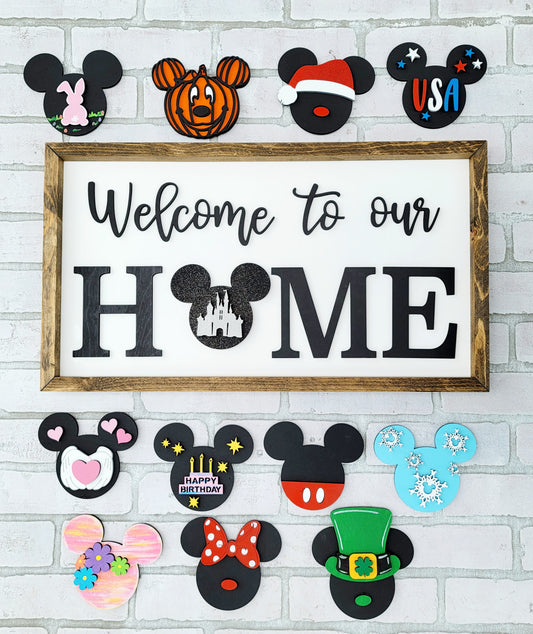 Welcome to our home- Mouse Interchangeable Sign