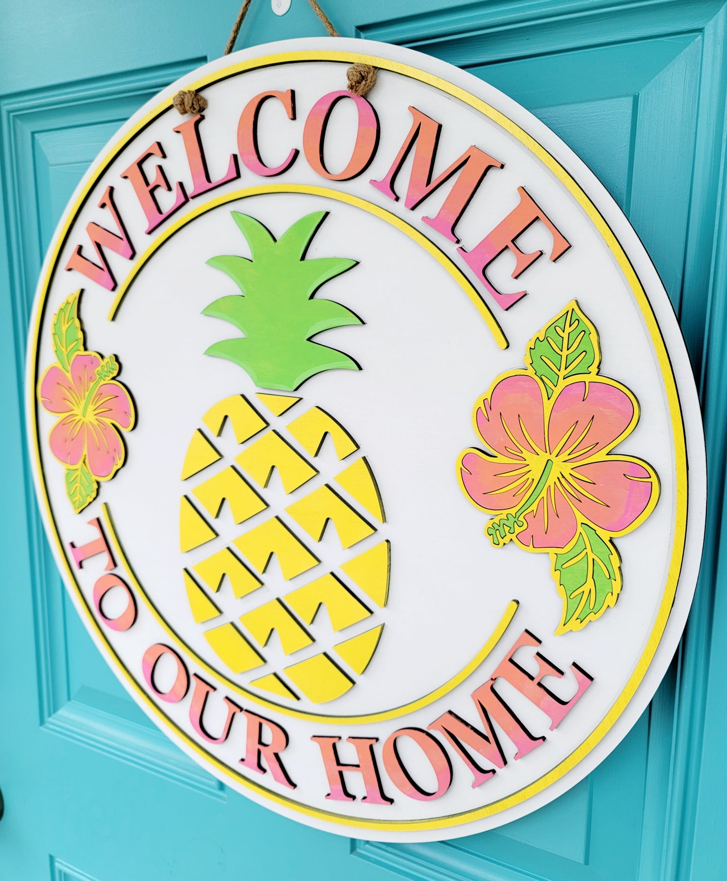 Welcome to our Home- Pineapple Door Hanger