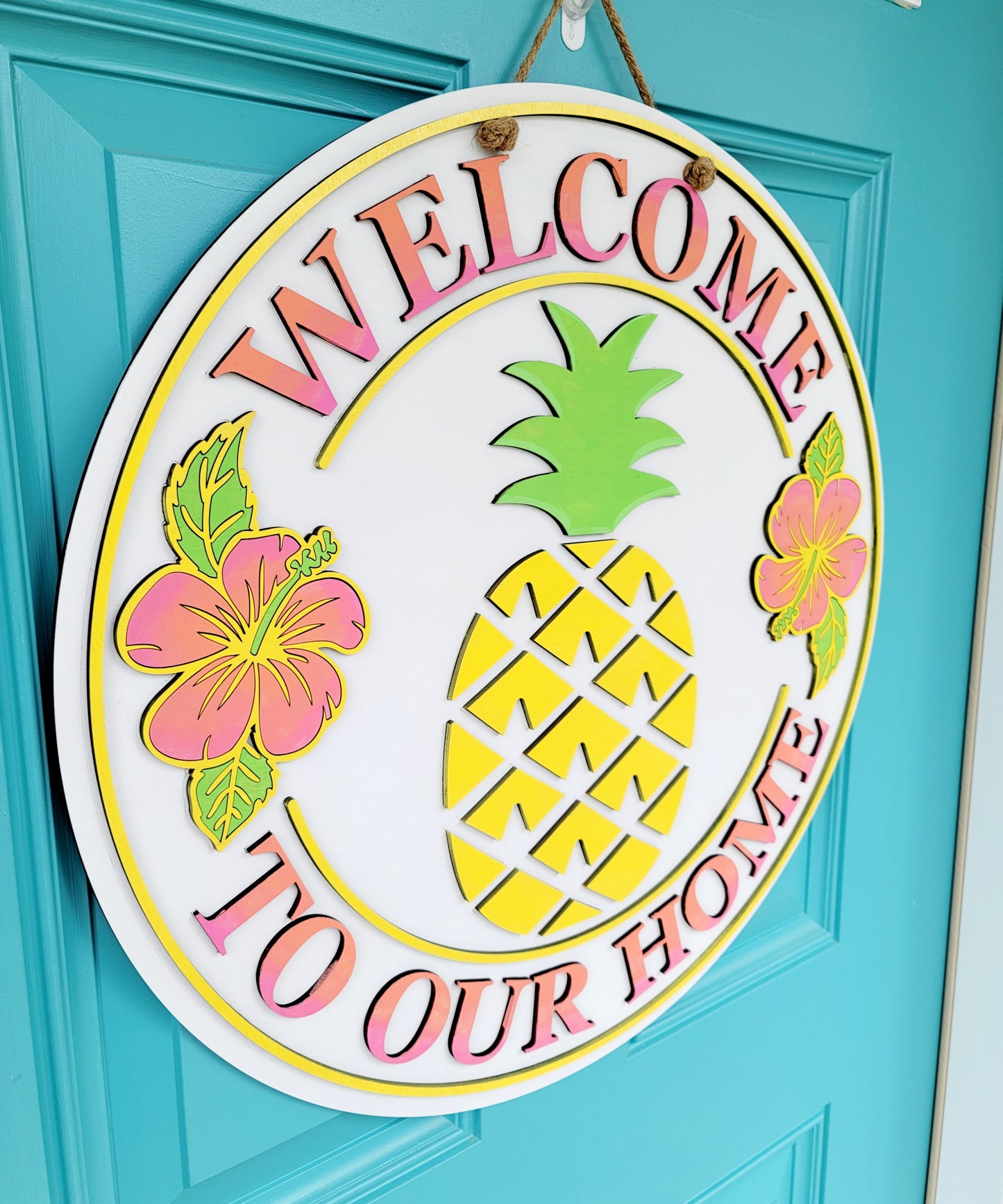 Welcome to our Home- Pineapple Door Hanger