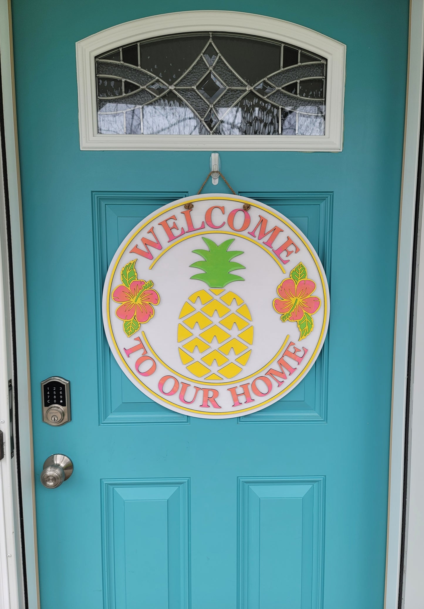 Welcome to our Home- Pineapple Door Hanger