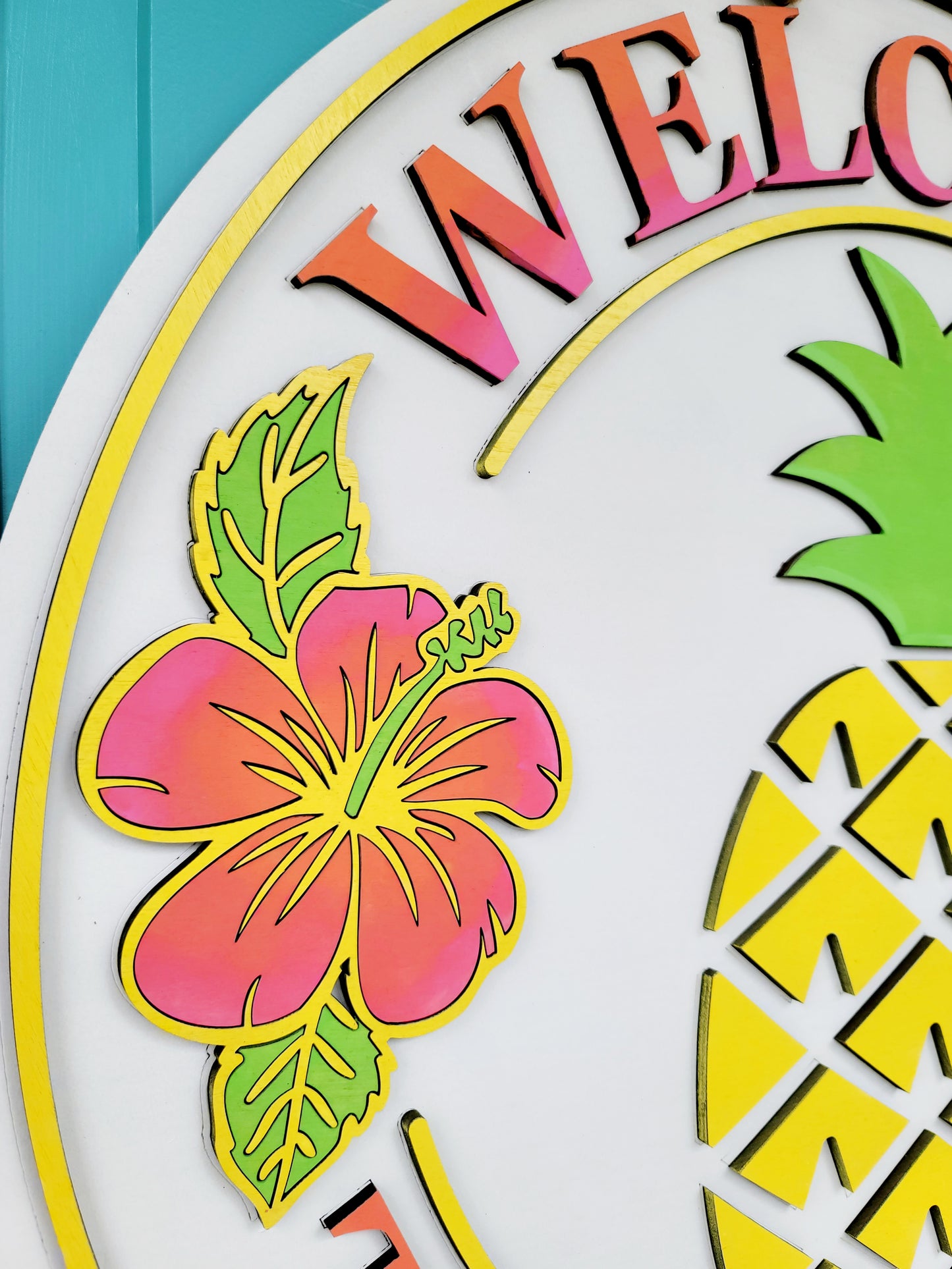 Welcome to our Home- Pineapple Door Hanger