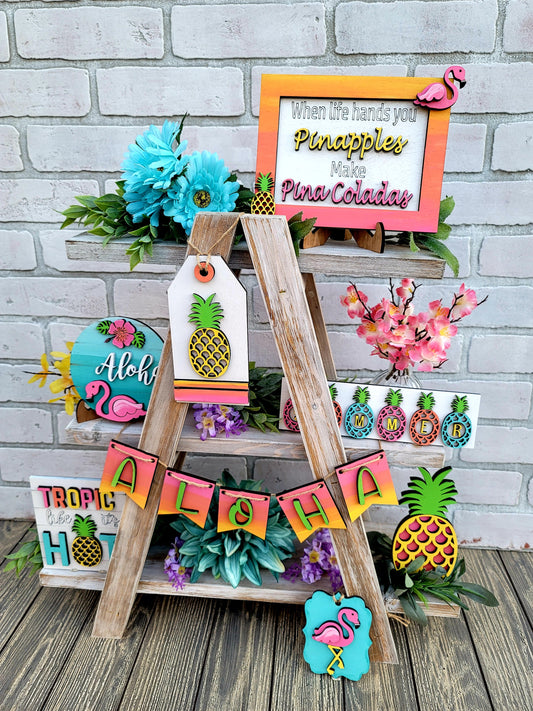 Pineapple Tropical Tiered Tray Set- wholesale