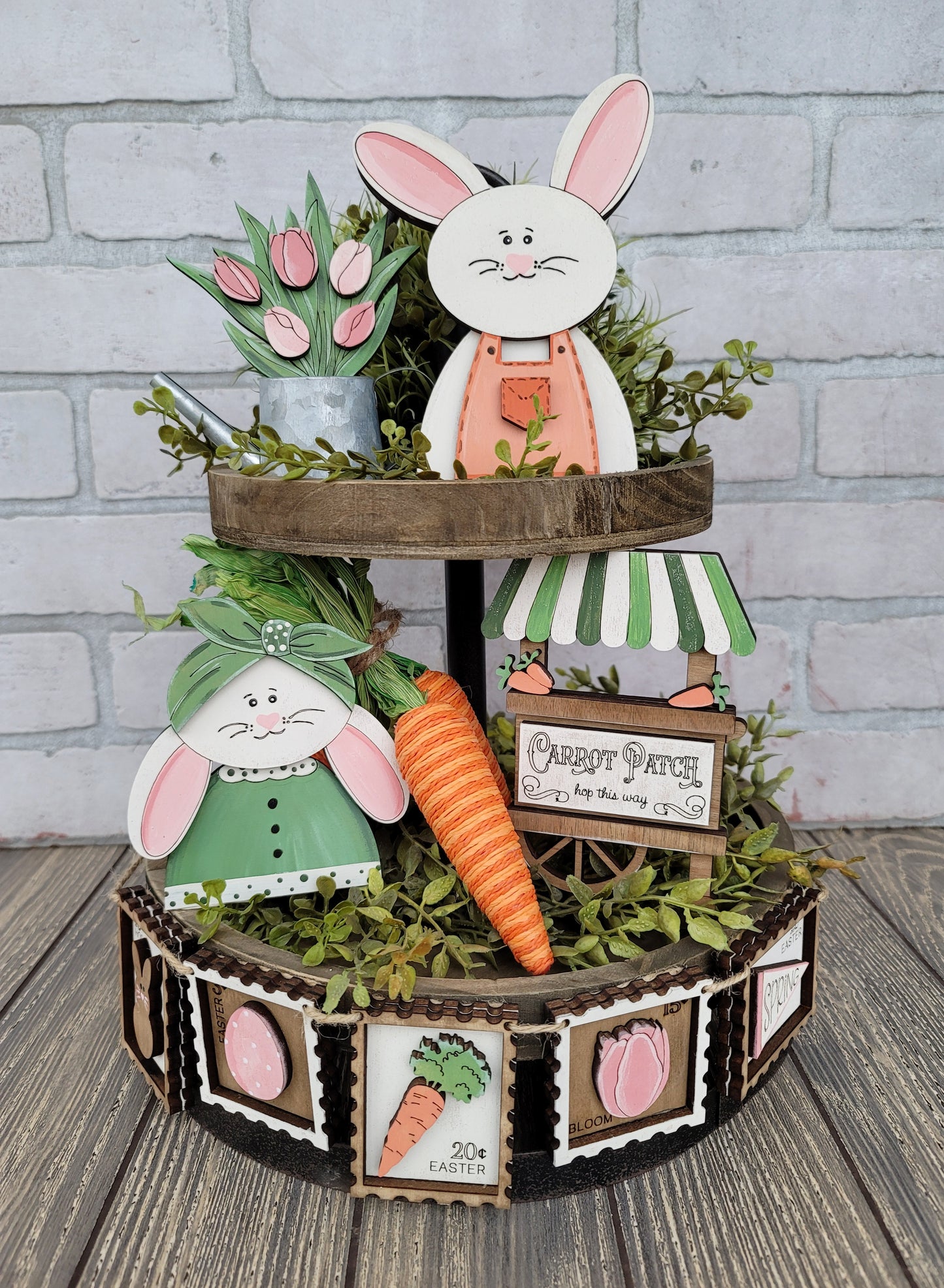 Easter Carrot Patch Tiered Tray Set