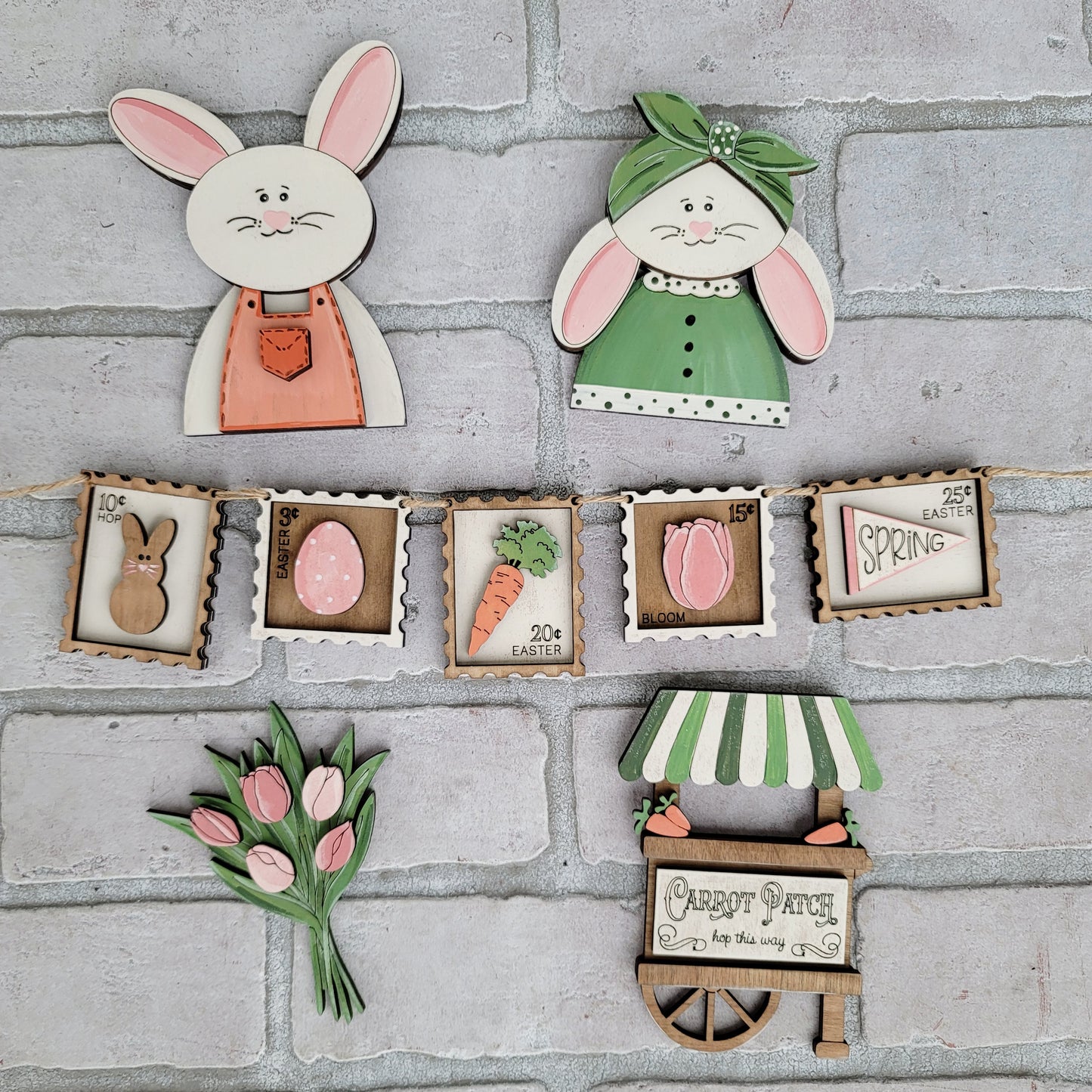 Easter Carrot Patch Tiered Tray Set