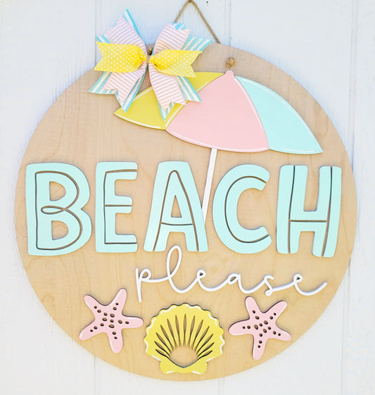 Beach Please Door Hanger