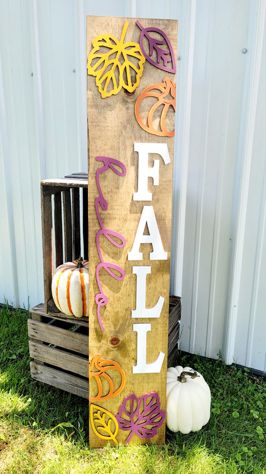 Hello Fall Pumpkin & Leaves Porch Leaner