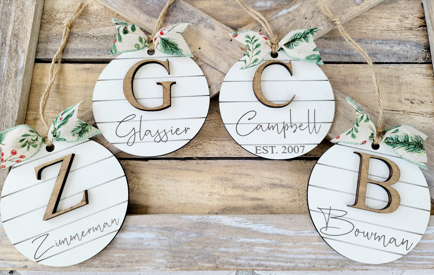 Shiplap Name Ornament