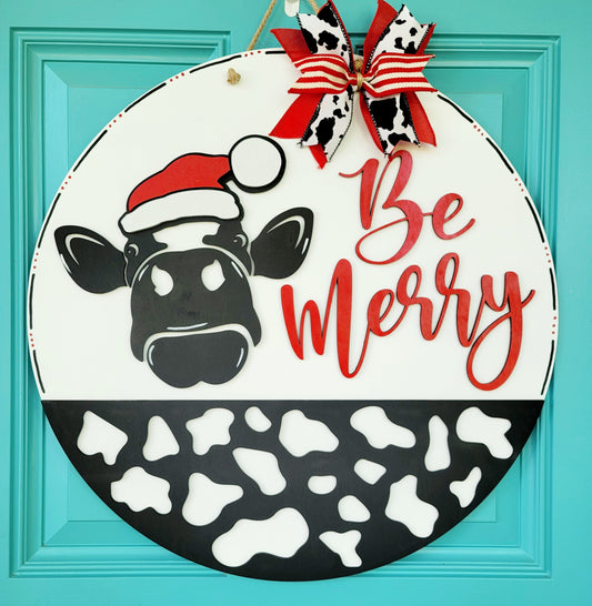 Be Merry Cow Door Hanger- wholesale