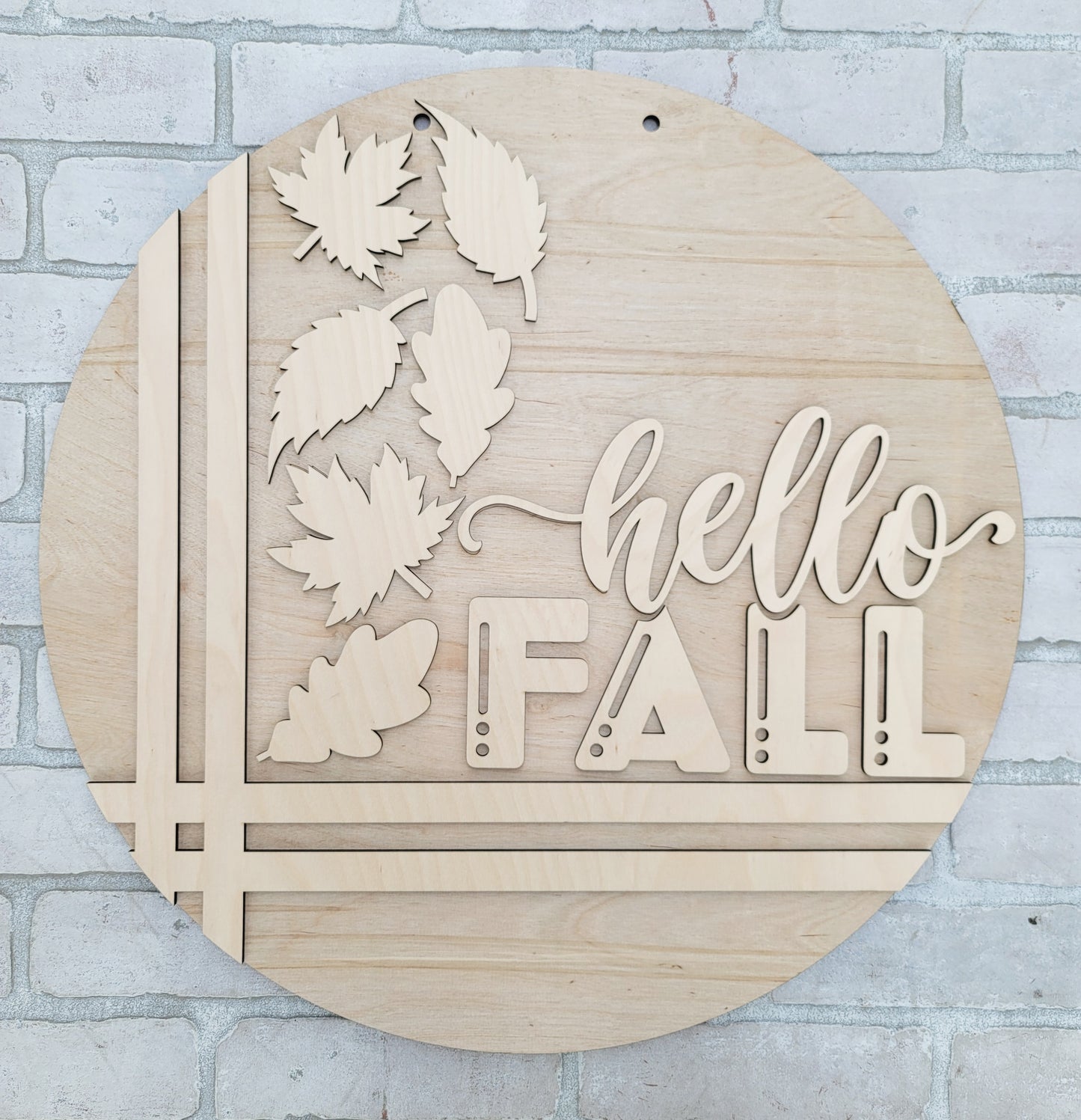 Hello Fall Stitch & Leaves Door Hanger