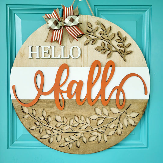 Hello Fall Floral Door Hanger